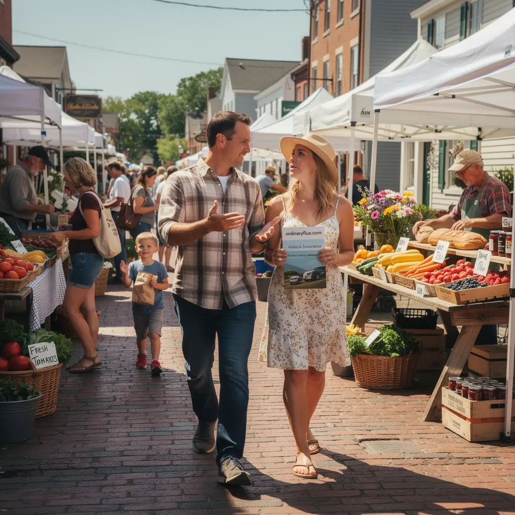 Rodzina podróżująca samochodem z zabezpieczeniem ubezpieczeniowym